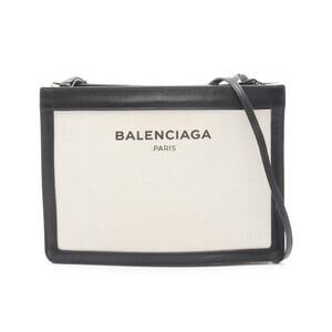 Balenciaga Navy Blue Pochette Shoulder Bag Canvas Leather Ivory White Black